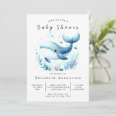Ocean Printable Whale Baby shower Kaart (Staand voorkant)