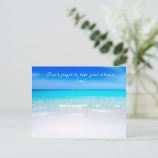 Ocean Quote Beach Zee Life Aqua Blue Briefkaart (Staand voorkant)