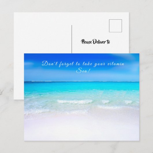 Ocean Quote Beach Zee Life Aqua Blue Briefkaart (Voorkant / Achterkant)