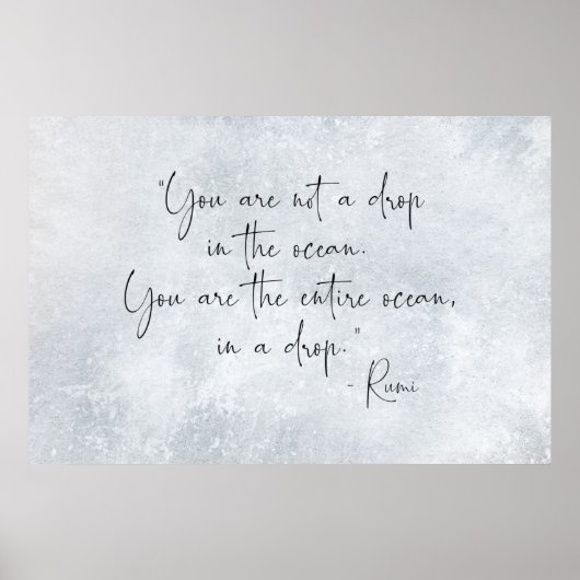 Ocean Quote je bent geen druppel in Ocean -Rumi Poster (Voorkant)