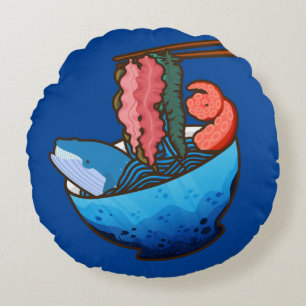 Ocean Ramen Tentacle Kelp Whale Food Natuur Rond Kussen