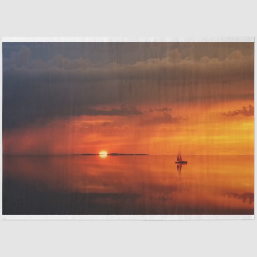 Ocean Red Sunset Sailboat Decoupage Paper Tissuepapier (Voorkant)