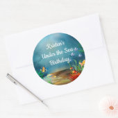 Ocean Reef Onder het Zee Verjaardagsfeest Ronde Sticker (Envelop)