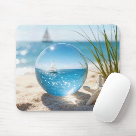 Ocean Reflection in a Lens Ball Muismat (Met muis)