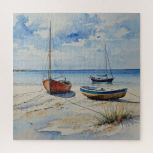 "Ocean Retreat". Een kleurrijke serene boot zeegez Legpuzzel