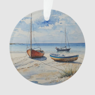 "Ocean Retreat". Een kleurrijke serene boot zeegez Ornament