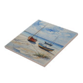 "Ocean Retreat". Een kleurrijke serene boot zeegez Tegeltje (Zijkant)