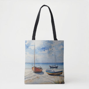 "Ocean Retreat". Een kleurrijke serene boot zeegez Tote Bag