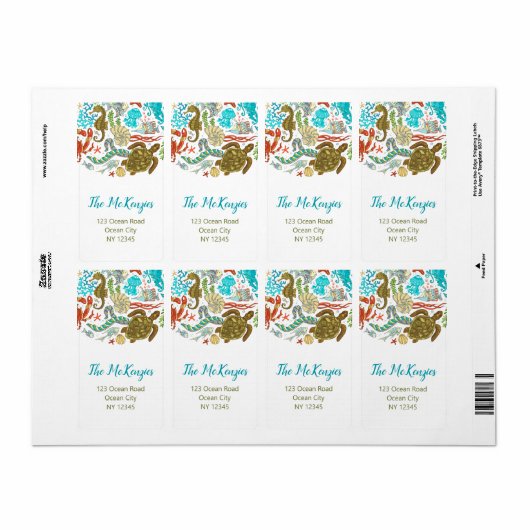 Ocean Return-adreslabels (gepersonaliseerd) Etiket (Full Sheet)