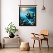 Ocean rif Keizer engelvis kleurrijke badkamer Poster