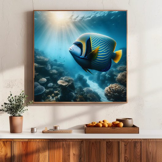 Ocean rif Keizer engelvis kleurrijke badkamer Poster