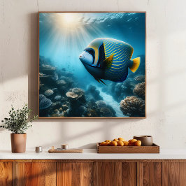 Ocean rif Keizer engelvis kleurrijke badkamer Poster