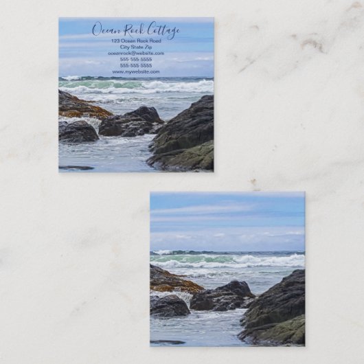 Ocean Rock Beach House Vacation Rental Vierkante Visitekaartje (Voorkant / Achterkant)