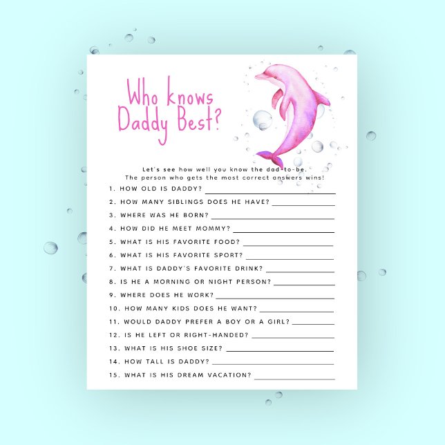 Ocean roze dolfijn - Game Wie kent papa het beste (Creator heeft geüpload)