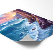 Ocean’s Breath | Rocky Sea Sunset Coast Watercolor Poster (Hoek)