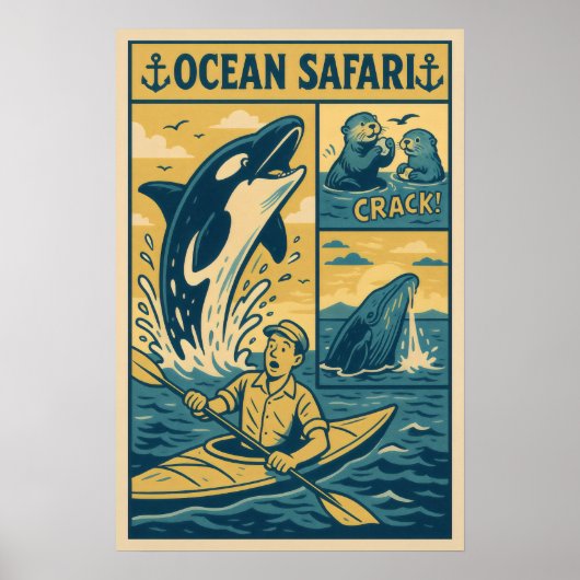 Ocean Safari – Walvisontmoeting & Otter strip Poster (Voorkant)
