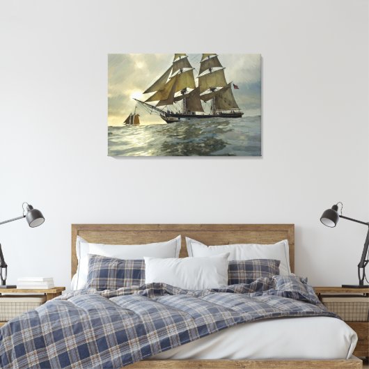 Ocean Sail Boat Oil Painting Print (Insitu (Slaapkamer))