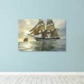 Ocean Sail Boat Oil Painting Print (Insitu (Houten vloer))