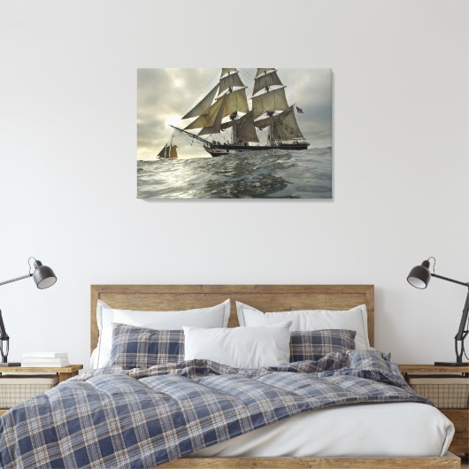 Ocean Sail Boat Oil Painting Print (Insitu (Slaapkamer))