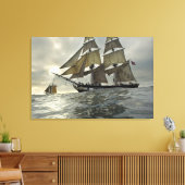 Ocean Sail Boat Oil Painting Print (Insitu (Woonkamer))