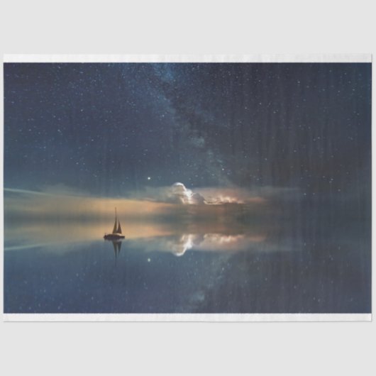 Ocean Sailboat Galaxy Stars 20x30 ontkoppeling Tissuepapier (Voorkant)