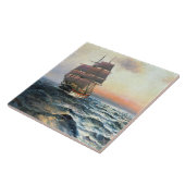 Ocean Sailing Clipper Ship Zee Waves Tile Tegeltje (Zijkant)