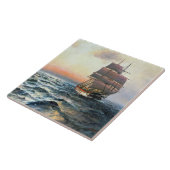 Ocean Sailing Clipper Ship Zee Waves Tile Tegeltje (Zijkant)