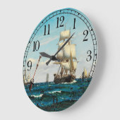 Ocean Sailing Clipper Tall Ship Boat Wall Clock Grote Klok (Hoek)