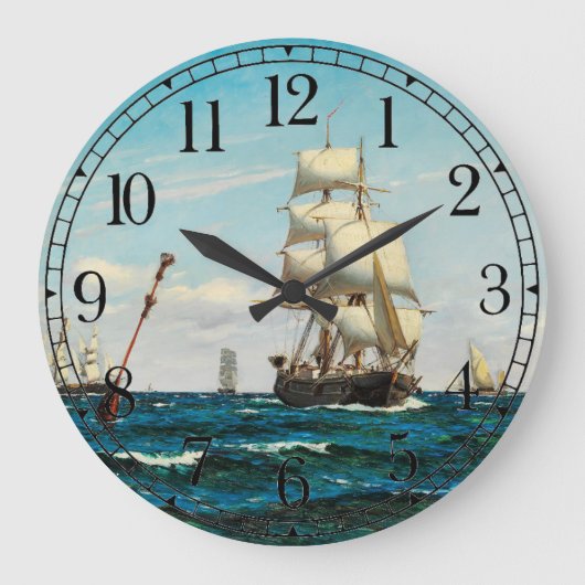 Ocean Sailing Clipper Tall Ship Boat Wall Clock Grote Klok (Voorkant)