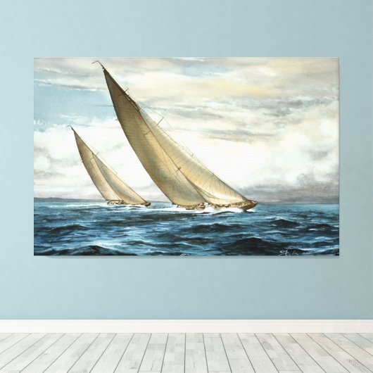 Ocean Sailing Painting Canvas Afdruk (Insitu (Houten vloer))