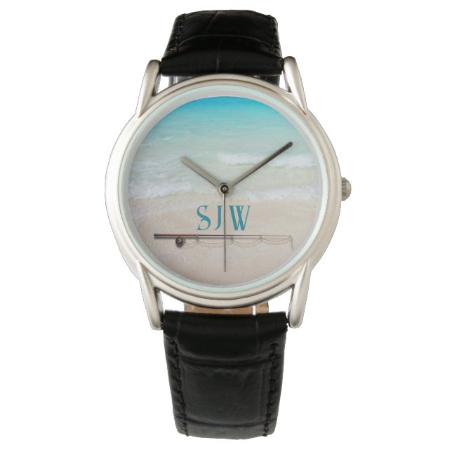 Ocean Saltwater Vist Monogrammed Mannen Watch Horloge (Voorkant)