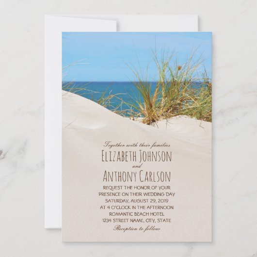 Ocean Sand Creative Beach Thed Wedding Kaart (Voorkant)