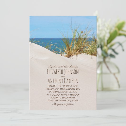 Ocean Sand Creative Beach Thed Wedding Kaart (Staand voorkant)