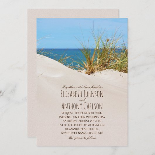 Ocean Sand Creative Beach Thed Wedding Kaart (Voorkant / Achterkant)