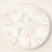 Ocean Sand Dollar Seashell Waterverf Illustratie Zandsteen Onderzetter (Voorkant)