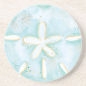 Ocean Sand Dollar Seashell Waterverf Illustratie Zandsteen Onderzetter (Voorkant)