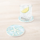 Ocean Sand Dollar Seashell Waterverf Illustratie Zandsteen Onderzetter (Zijkant)