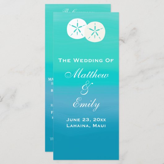 Ocean Sand Dollars Wedding Program Programmakaart (Voorkant / Achterkant)