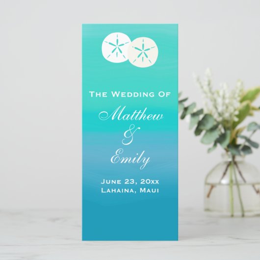 Ocean Sand Dollars Wedding Program Programmakaart (Staand voorkant)