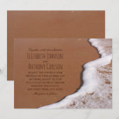 Ocean Sand en Waves Beach Thleding Wedding Kaart (Voorkant / Achterkant)
