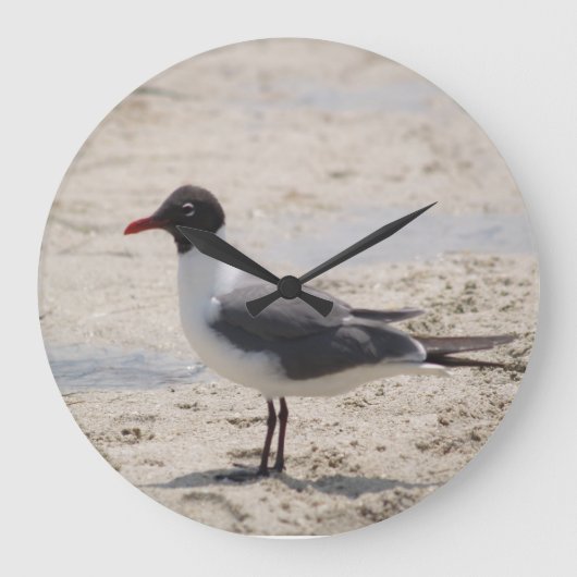 Ocean Sand Seagull Bird Beach Foto Grote Klok (Voorkant)