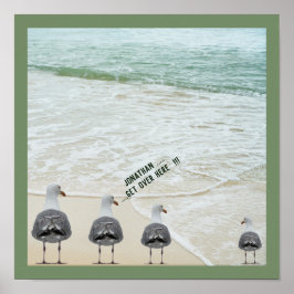 Ocean Sand Seagulls Poster