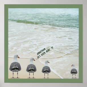 Ocean Sand Seagulls Poster