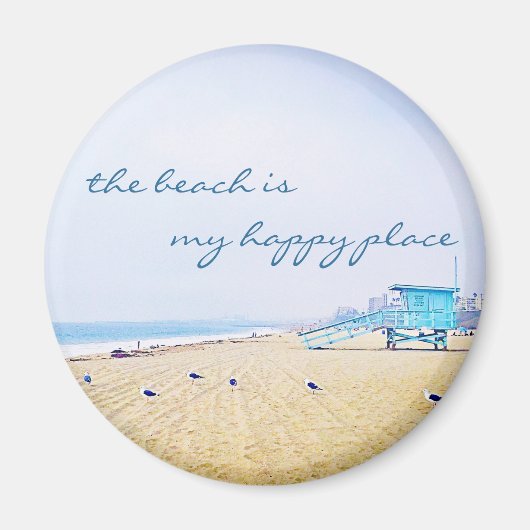 Ocean Sandy Beach is mijn Happy Place Quote Script Magneet (Voorkant)