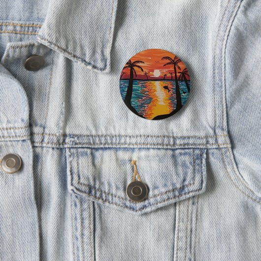 Ocean Scene "Afbeelding Perfect Escape" pin/ Ronde Button 5,7 Cm (In situ)