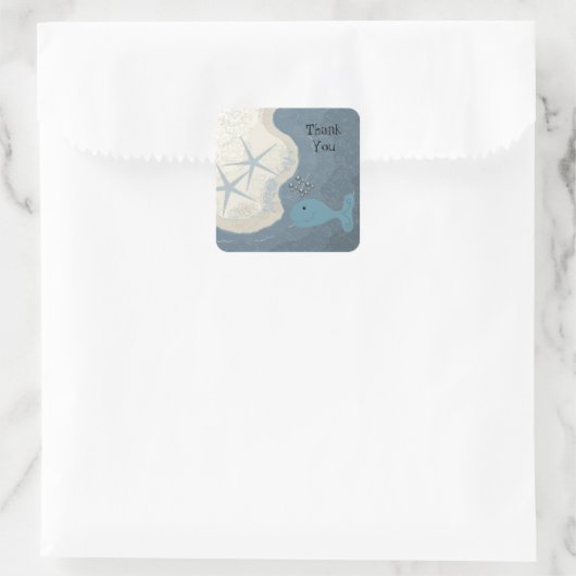 Ocean Scene Bedankt Vierkante Sticker (Tas)