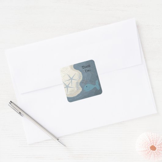 Ocean Scene Bedankt Vierkante Sticker (Envelop)