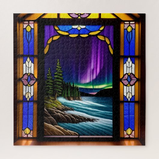 Ocean Scene en kleurrijke Aurora Display Legpuzzel (Verticaal)