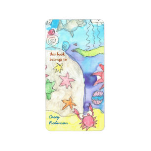 Ocean scene gepersonaliseerde boekenplaat etiket
