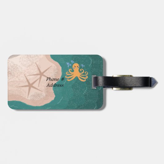 Ocean Scene met een Octopus Bagagelabel (Achterkant horizontaal)